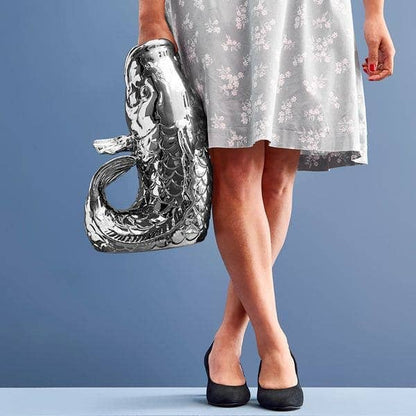 Sculpture/Vase Poisson Blubb, grès argenté