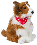 Peluche Colley à Poil Long avec Écharpe Petit Cœur Uni