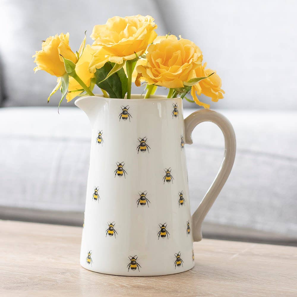 Pichet en Céramique avec Motif Abeilles Printanières