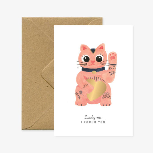 Lucky Cat Greeting Card “Lucky me, I Found You”