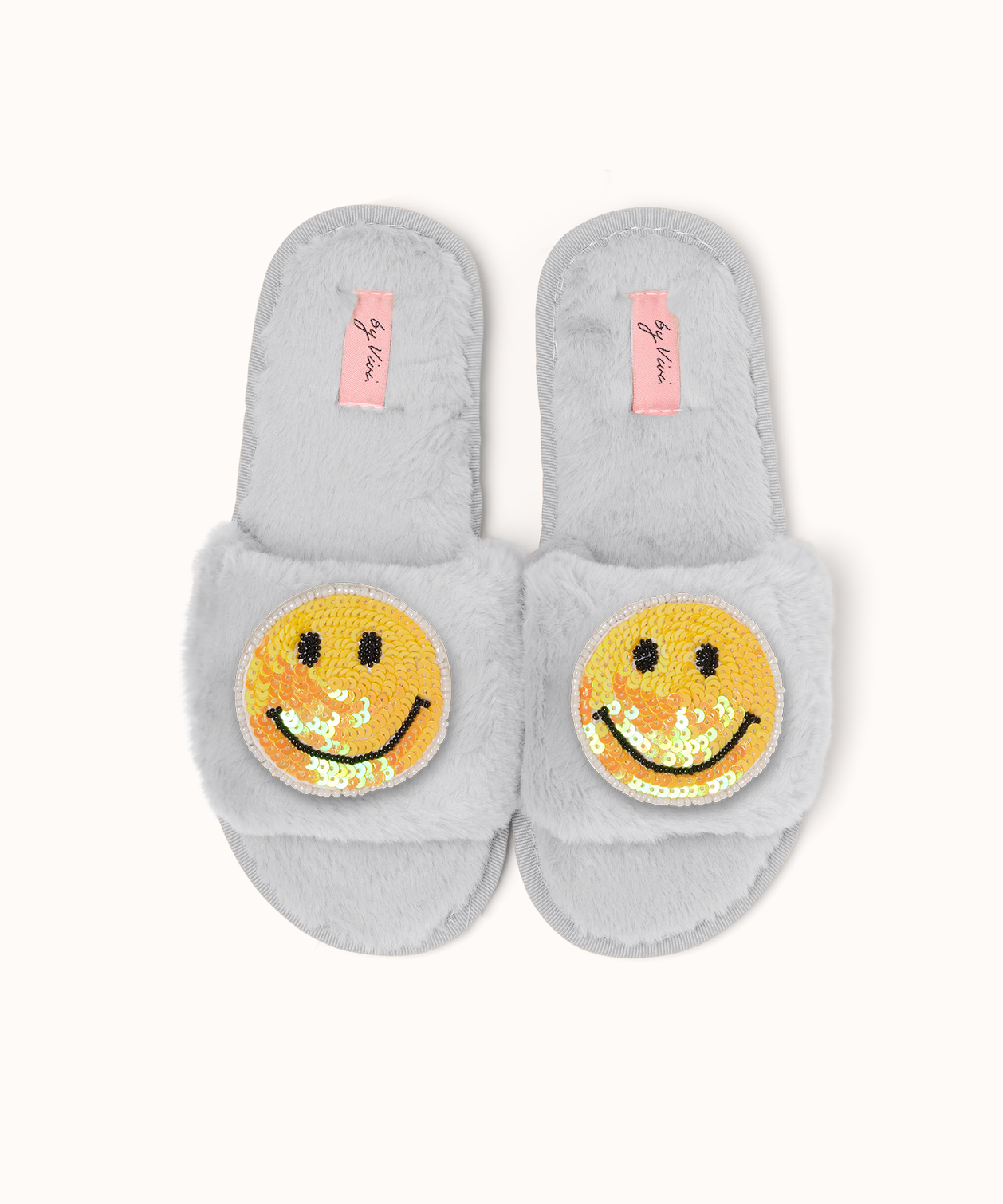 Pair of slippers brooches - Yellow Smiley