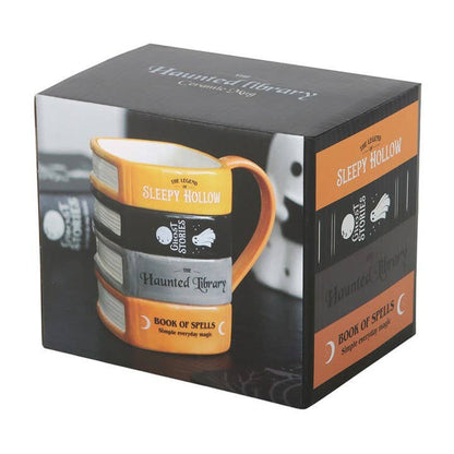 Haunted Library Book Stack Halloween Mug