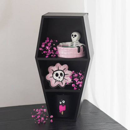 Black coffin shelf