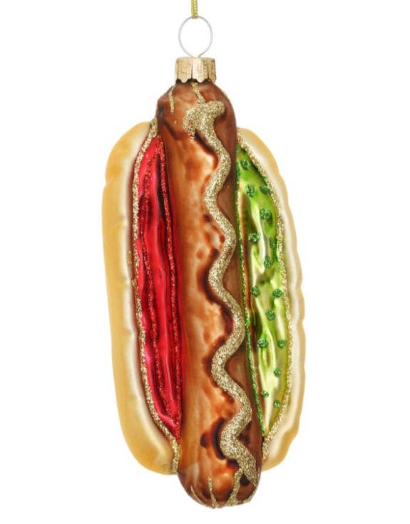 Hangende decoratie in de vorm van een hotdog