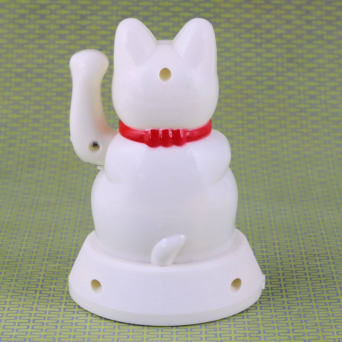 Gelukskat Maneki-neko Wave Cat solar 12cm wit