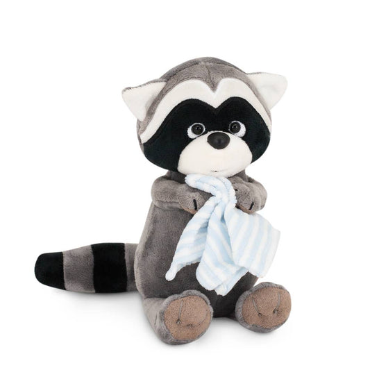 Pluche knuffel Denny de wasbeer met handdoek, 15 cm
