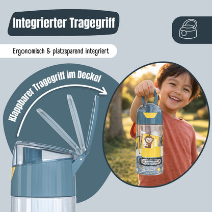 Trinkflasche Kinder, leichte Wasserflasche - Bagger & Affe