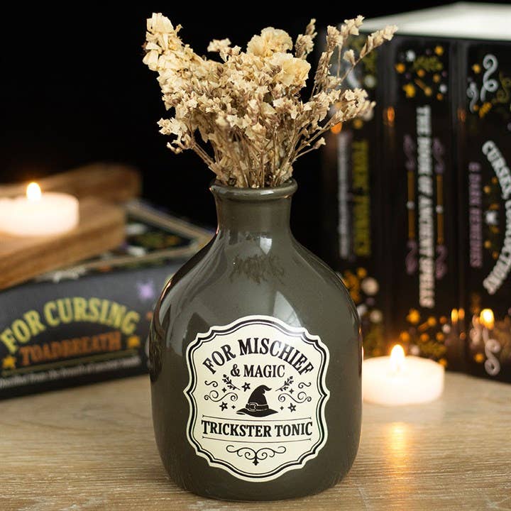 Vase et porte-bougie en forme de fiole de potion « Malice et Magie »