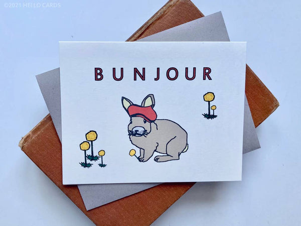 Konijnenwenskaart "Bunjour"
