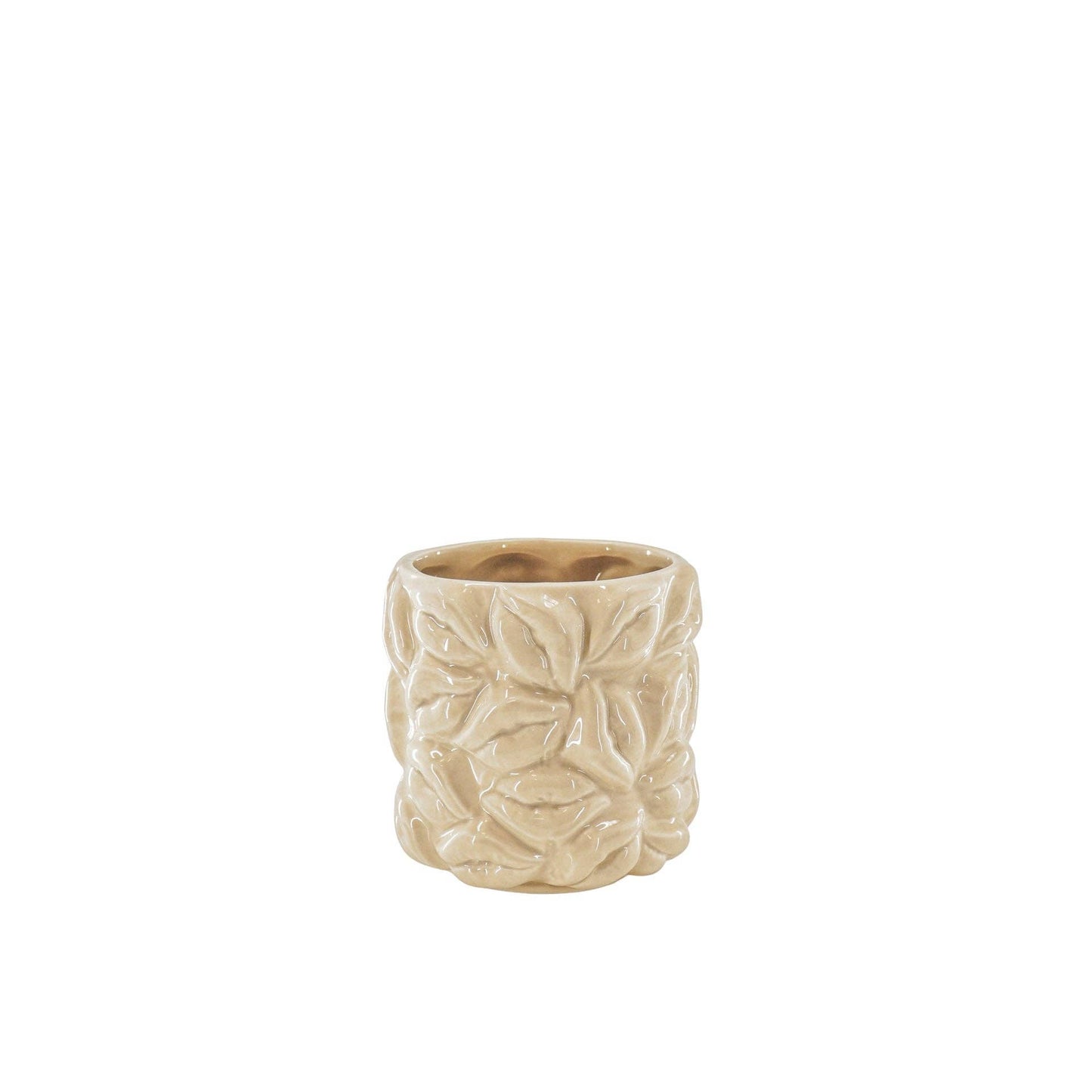 Bloempot - Kusjes - Keramiek - Beige - 11x11x11,5 cm