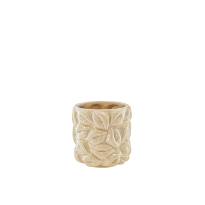 Bloempot - Kusjes - Keramiek - Beige - 11x11x11,5 cm