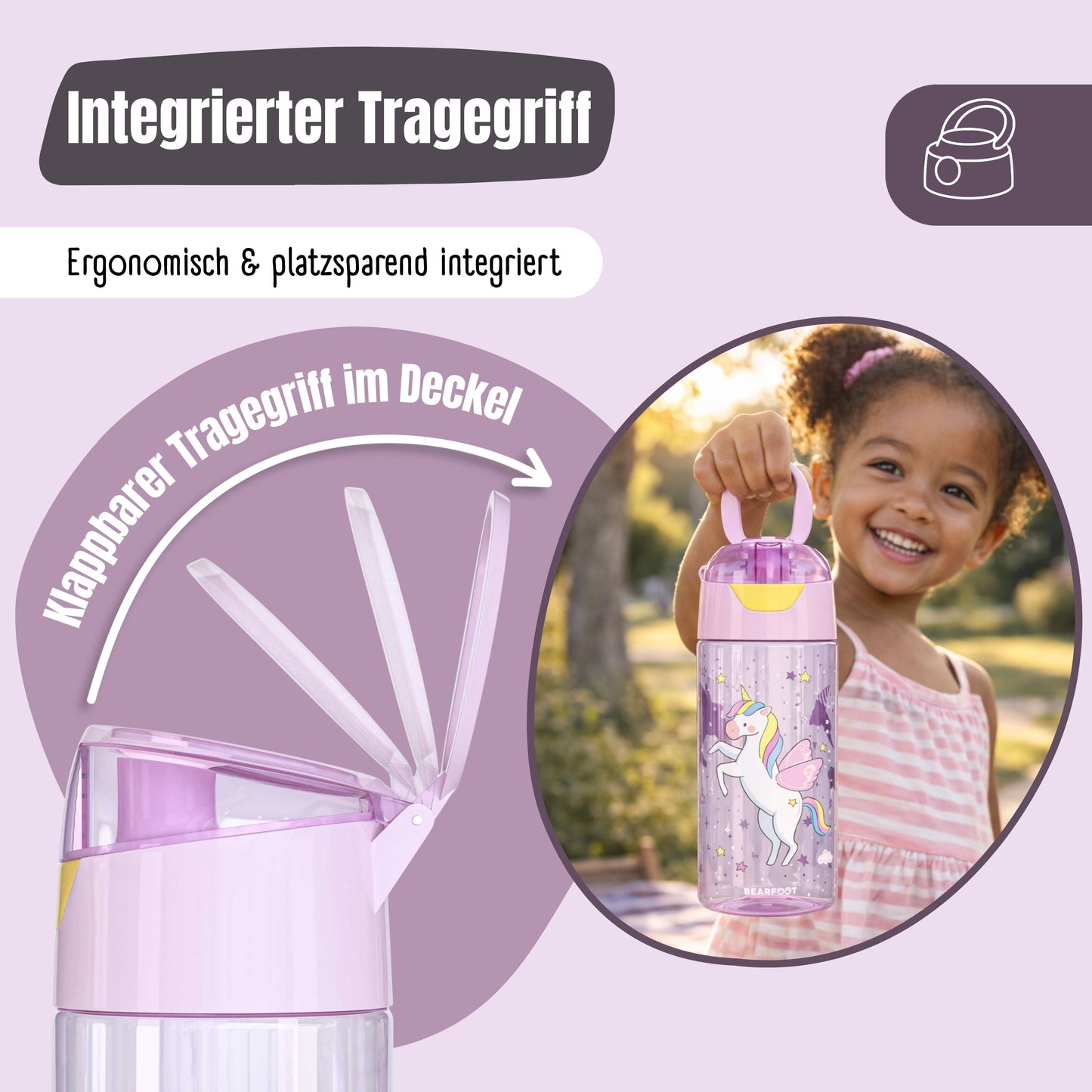 Trinkflasche Kinder, leichte Wasserflasche - Meerjungfrau