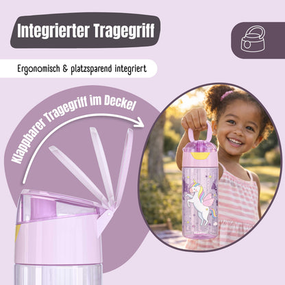 Trinkflasche Kinder leichte Wasserflasche - Hund & Katze pink