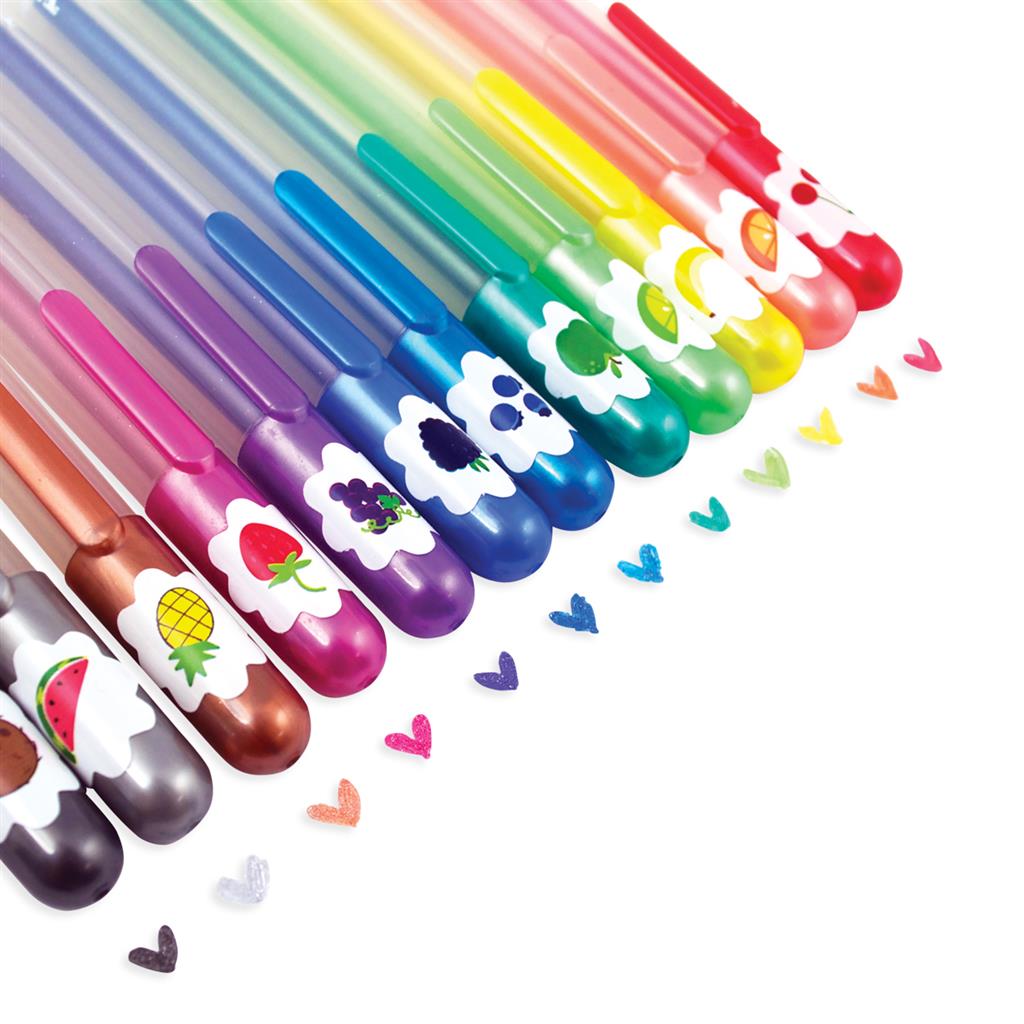 Set de 12 Stylos Gel Pailletés et Parfumés