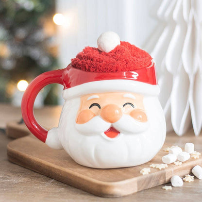 Ensemble mug et chaussettes de Noël Père Noël joyeux