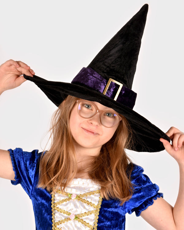 Chapeau de sorcier/sorcière en velours deluxe taille unique