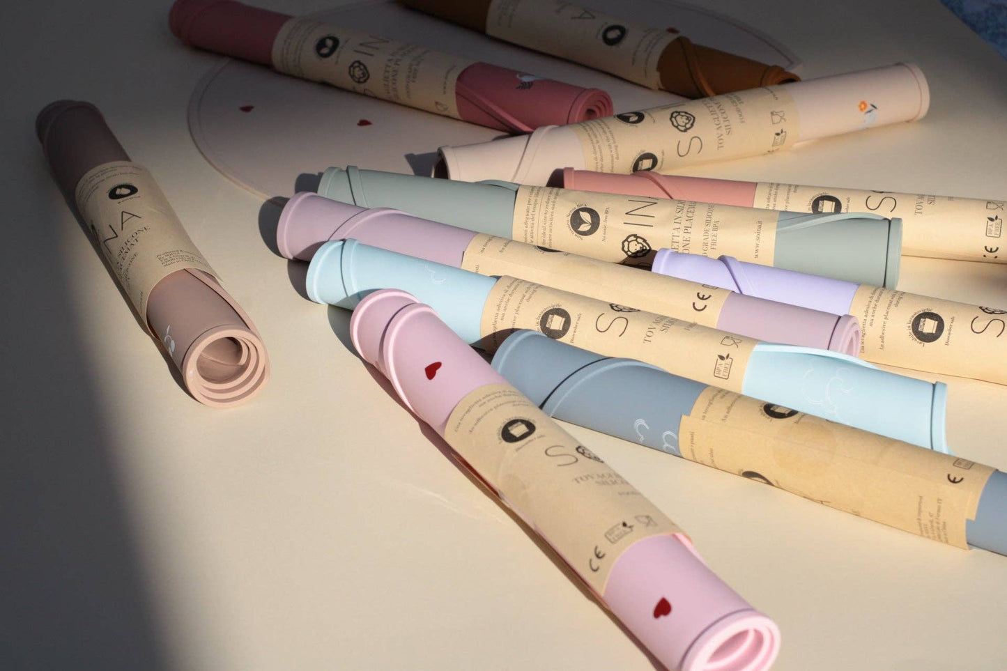 Siliconen placemat met kattenprint - Crème