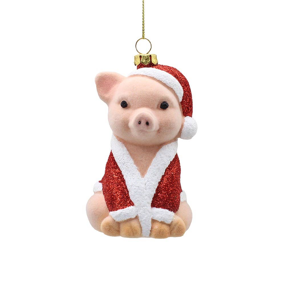 Décoration suspendue de cochon de Noël floqué