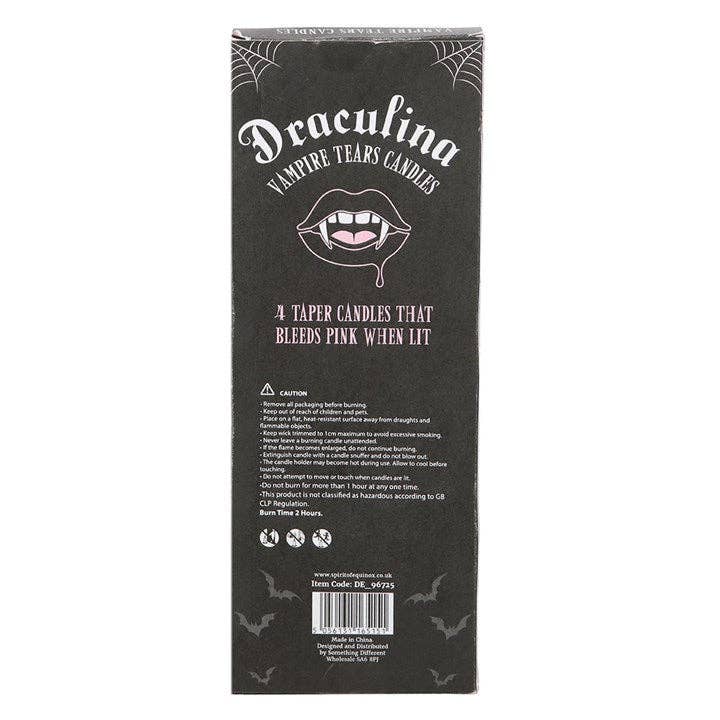 Set van 4 roze gotische kaarsen met bloedende vampiertranen voor Halloween