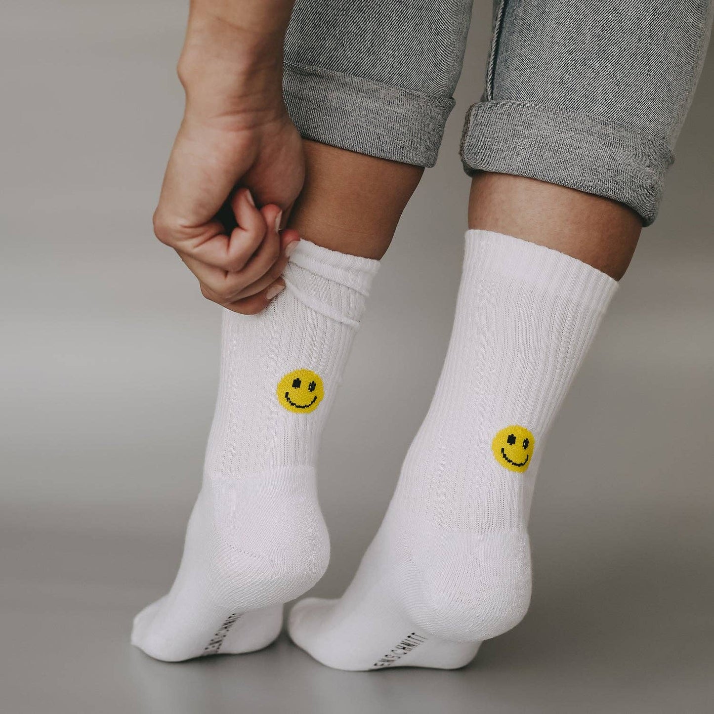 Chaussettes Blanches Smiley jaune