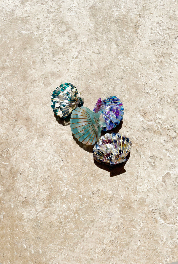 Pince à cheveux Coquillage bleu