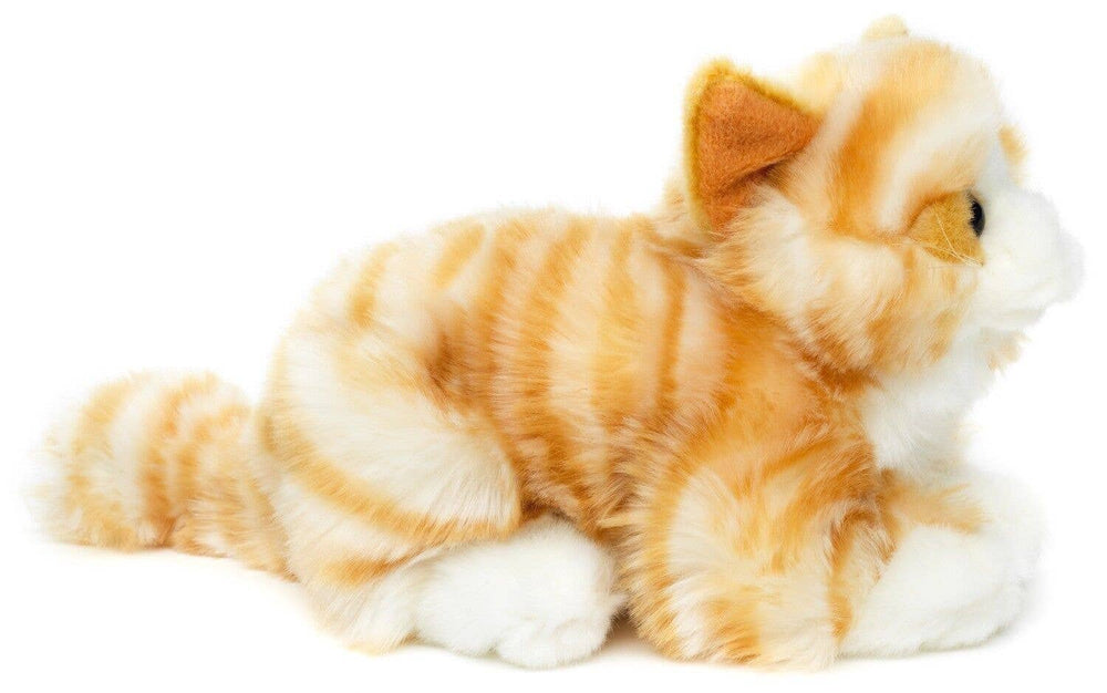 Peluche Chat avec Son Brun Couché-blanc