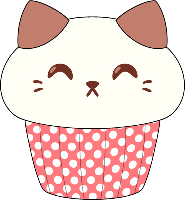 Pluche knuffel met kattencupcake 