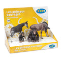 Coffret animaux sauvage (okapi, gnou, chimpanzé et son bébé)