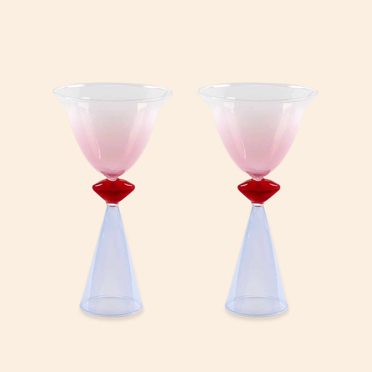 Verres à cocktail teintés lèvres - Ensemble de 2
