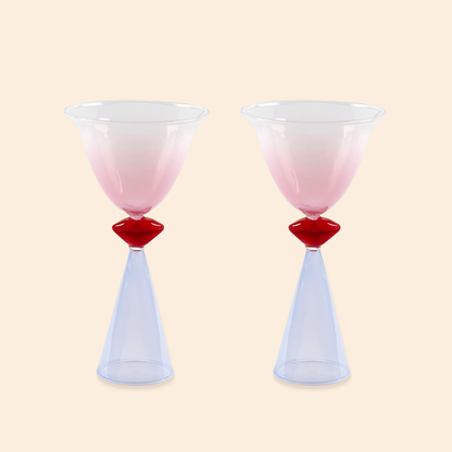 Verres à cocktail teintés lèvres - Ensemble de 2