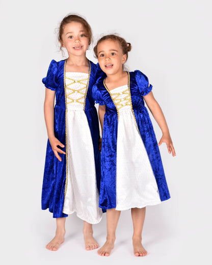 Robe de princesse en velours bleu pour 2-4 ans (taille 98-104)