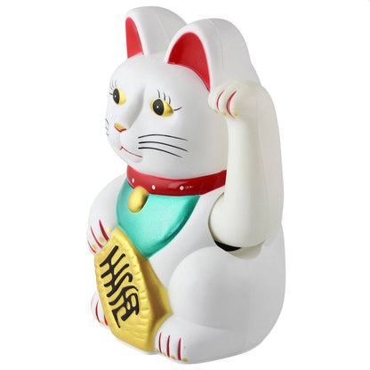 Maneki-neko gelukskat, golvende kat, 18 cm, wit
