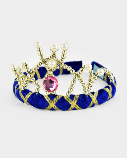 Diadème en velours bleu 14 cm