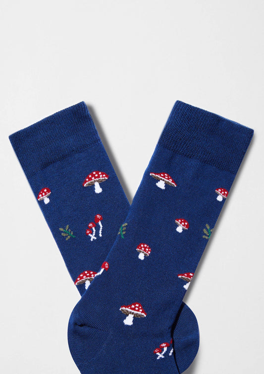 BeMushroom Navy Socks - 100% Organic Cotton