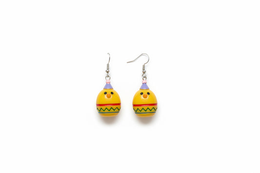 boucles d oreilles canards jaunes pendantes oeufs