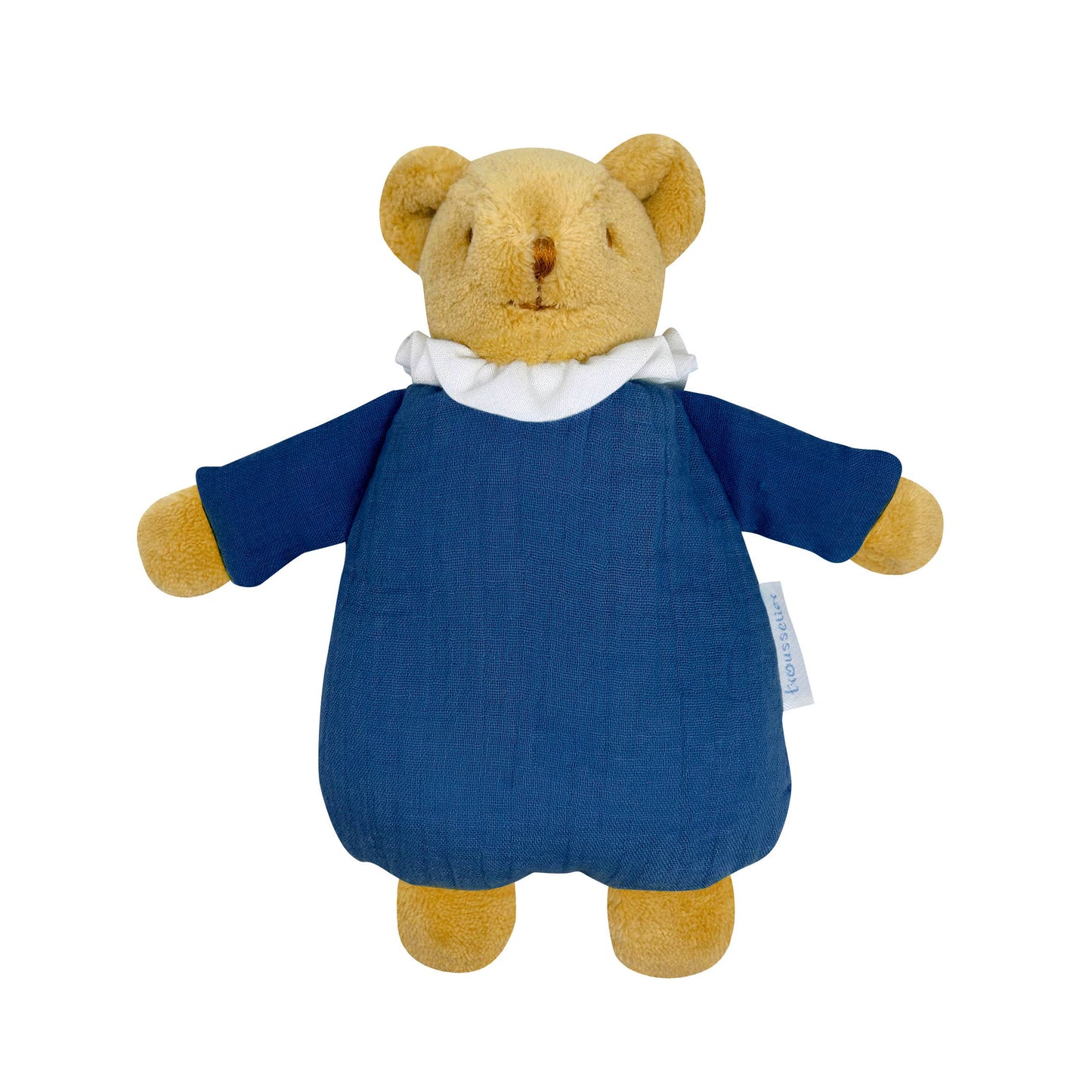 Ours Nid d'Ange Doudou Hochet - Coton Bio Bleu Denim