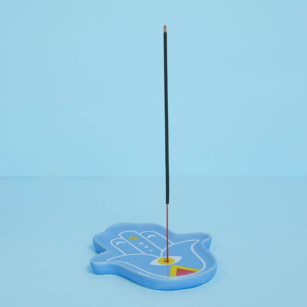Incense holder, Lucky Hand, blue, ceramic