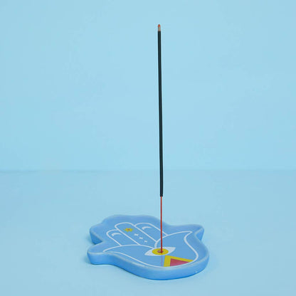 Incense holder, Lucky Hand, blue, ceramic