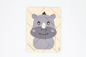 Nashorn-Tangram aus Holz (14 Teile)
