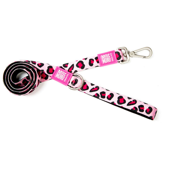 Laisse courte pour chien - Rose léopard