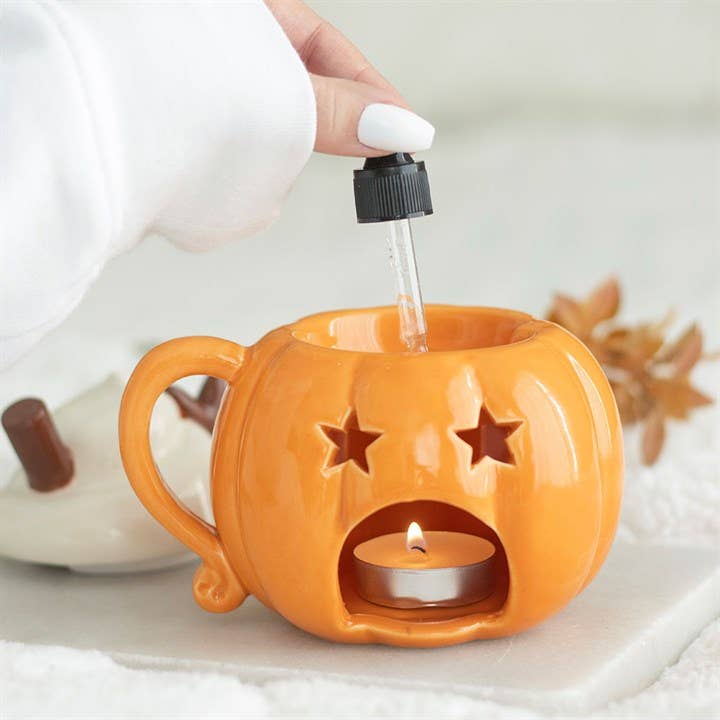 Autumn pumpkin wax warmer and essential oil burner with cream lid