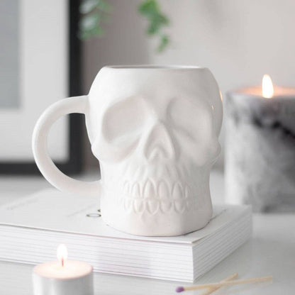Mug en forme de crâne blanc mat