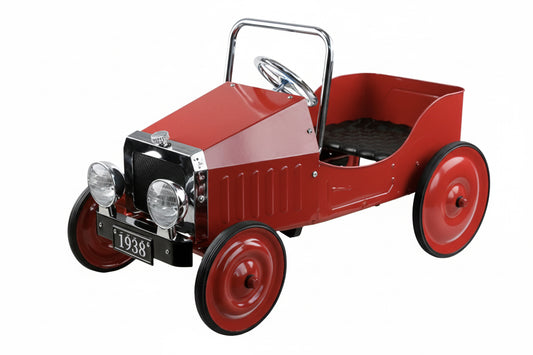 Voiture à pédales: ROUGE (1938) 80x40x53,5cm, en métal et plastique, 3+