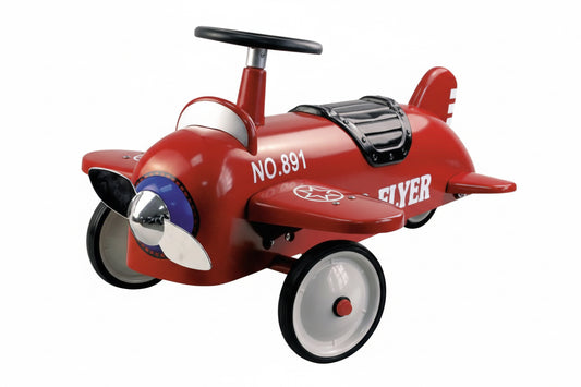 Trotteur: AVION ROUGE 77x48x36,5cm, en métal et plastique, 1+