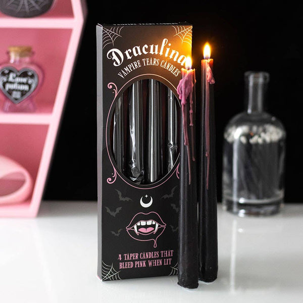 Ensemble de 4 bougies gothiques roses “Vampire Tears”