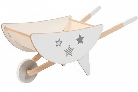 BROUETTE 66x26x28,5cm, motif étoile, bois, livrée non montée, 2+