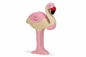 Figurine en Bois Flamant Rose
