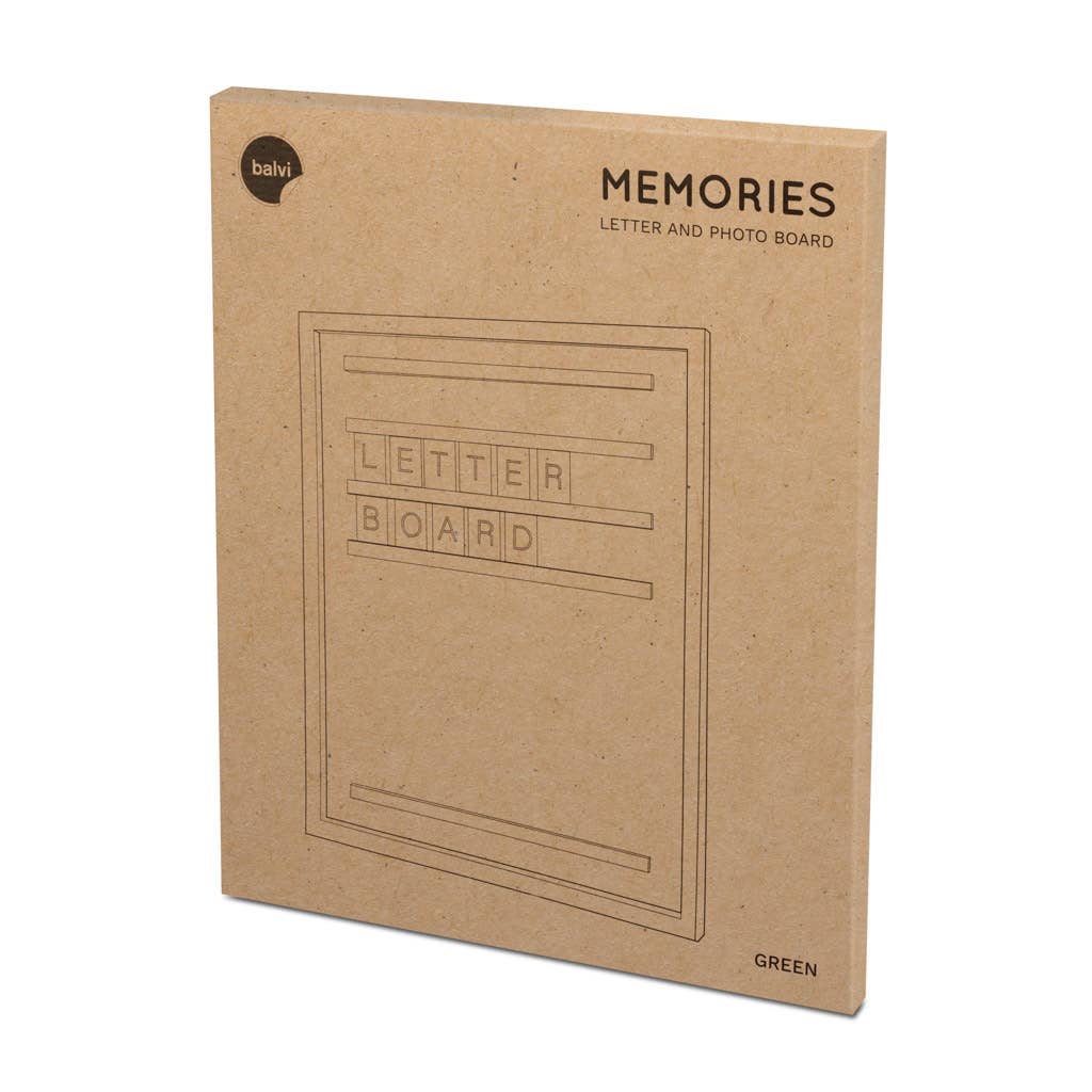 Letter and photo board, Souvenirs, green, wood