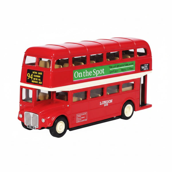 Voiture en métal: LONDON BUS L12cm, avec rétrofriction, en boîte fenêtre