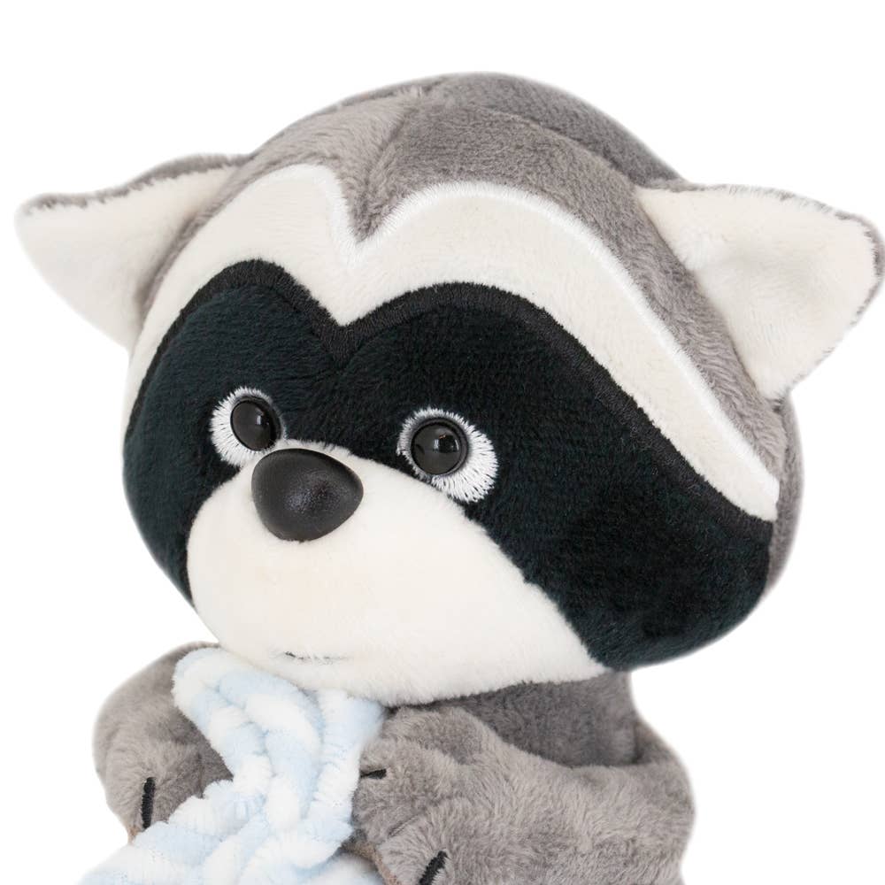 Denny the raccoon plush toy with towel, 15 cm